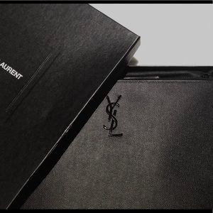 Saint Laurent Monogram Zip Pouch Leather  Black